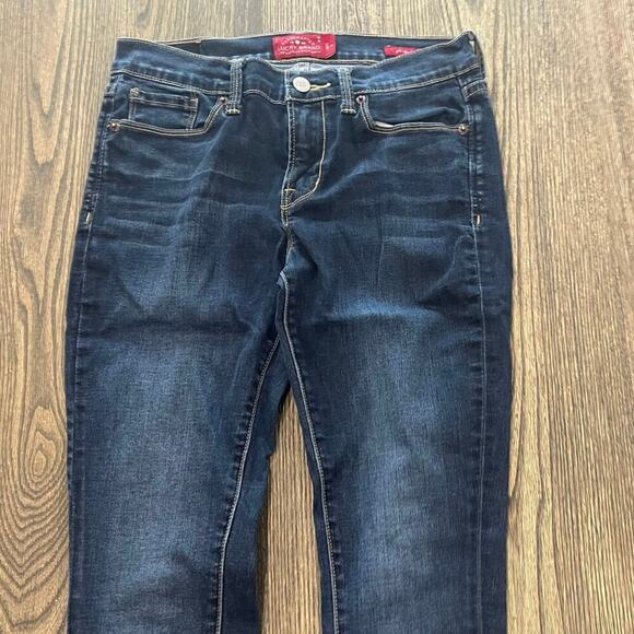 Lucky Brand Brooklyn Skinny Jeans Low Rise Denim Stretch Dark Wash Blue Sz 4/27 - Picture 3 of 12